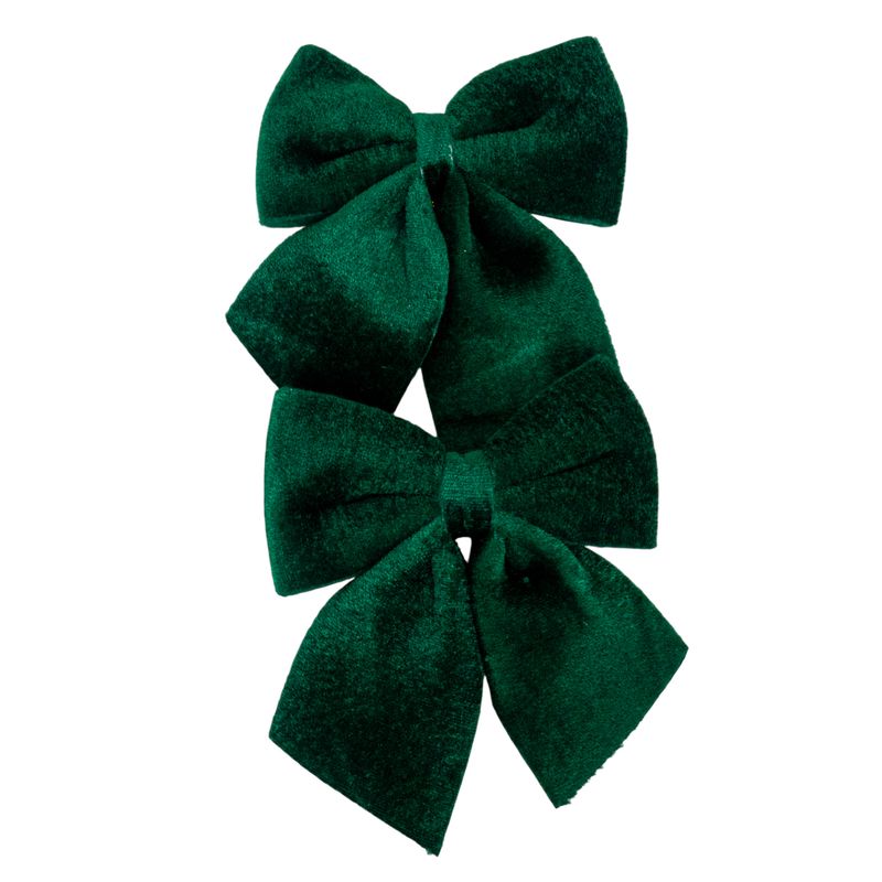 MOÑOS DECORATIVOS NAVIDEÑOS  13X14 CM 2 PZS VERDE OSCURO