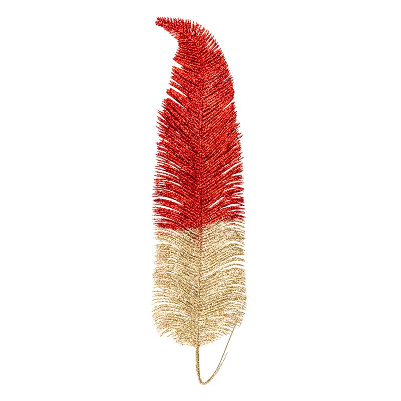 HOJA NAVIDEÑA DECORATIVA 50X12CM ROJA DORADA