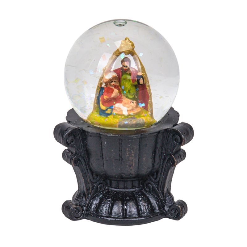 GLOBO DE NIEVE ESTRELLA NIÑO NAVIDEÑO BASE NEGRO