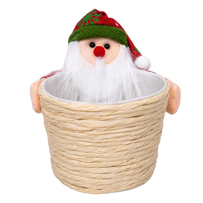 CESTA NAVIDEÑA CON PAPÁ NOEL 10X8X8CM - ROJA