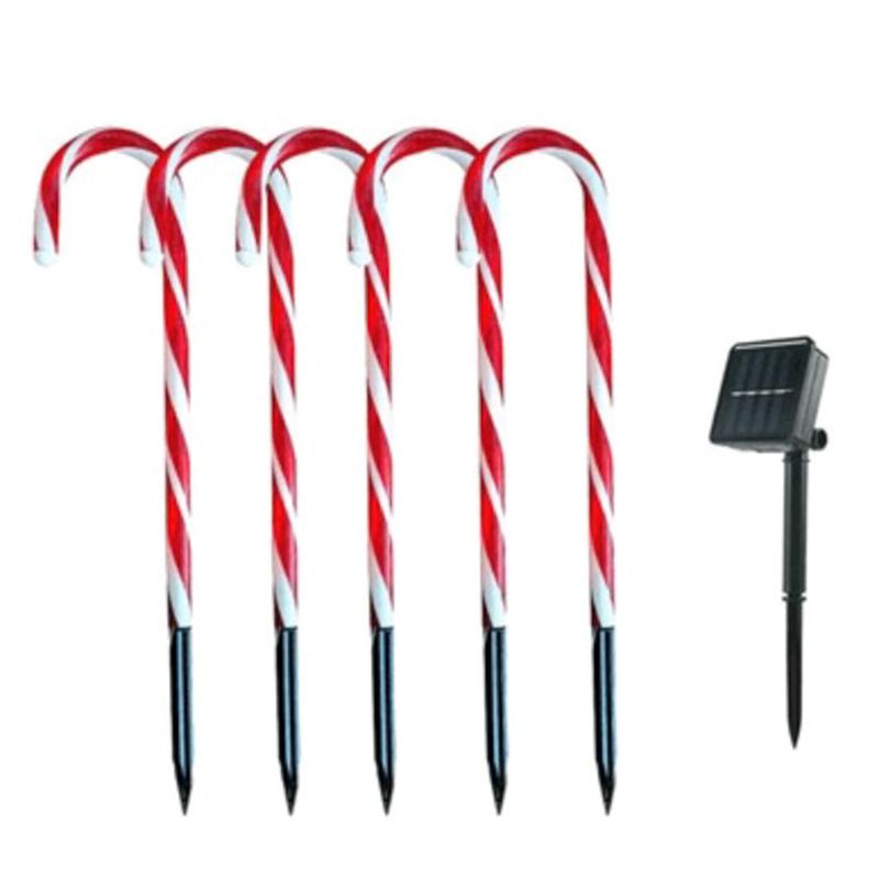 BASTÓN NAVIDEÑO DECORATIVO CON LUZ LED SOLAR PARA JARDÍN 42 CM