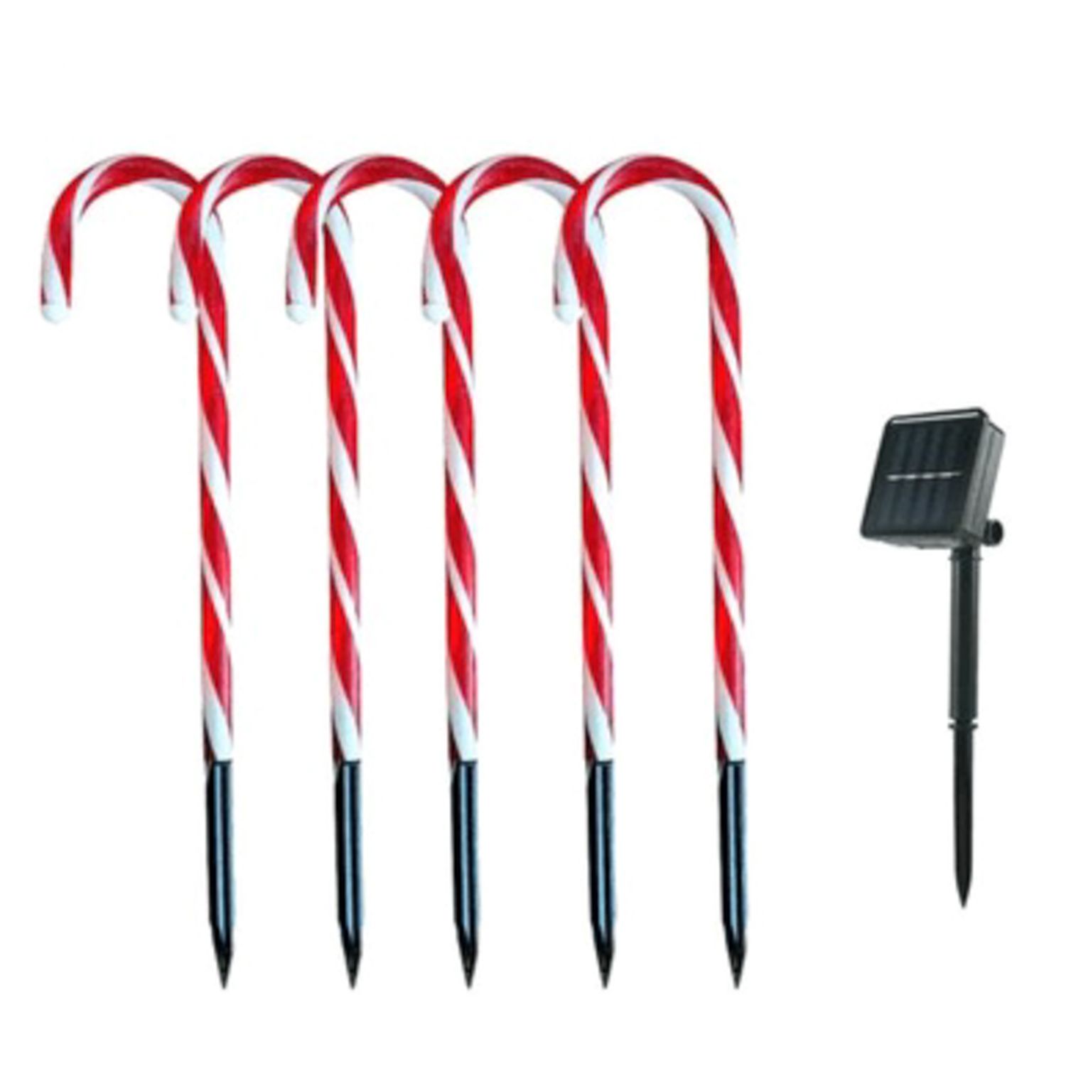 BASTÓN NAVIDEÑO DECORATIVO CON LUZ LED SOLAR PARA JARDÍN 80 CM