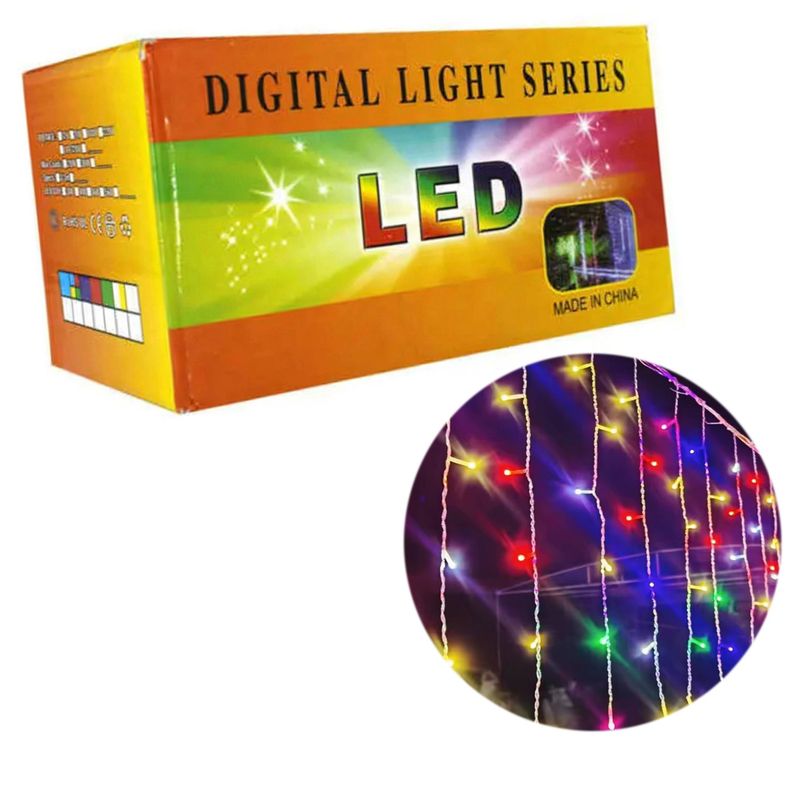 LUCES PISCA PISCA CASCADA 400 LED 8M 220V COLORIDO