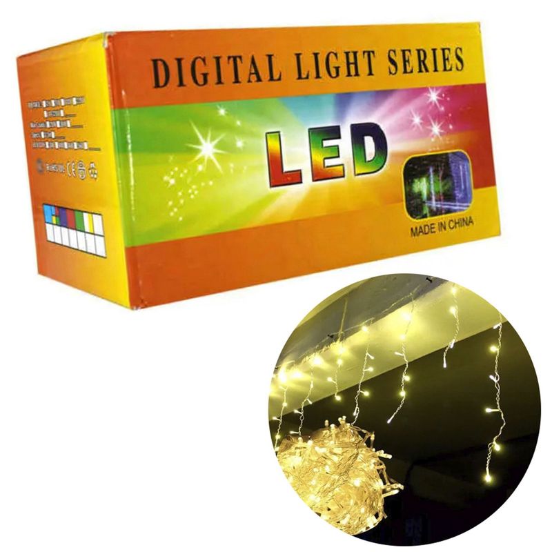 LUCES PISCA PISCA CASCADA 400 LED 8M 220V AMARILLO