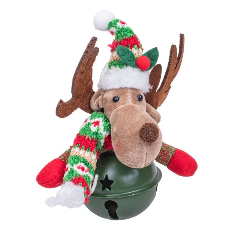 ADORNO NAVIDEÑO COLGANTE DE RENO CON CASCABEL 15 CM