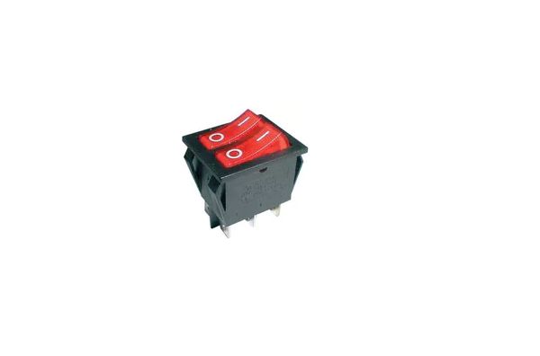 Interruptor basculante duplo luminoso ON-OFF 230VAC 16A vermelho
