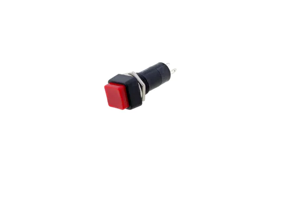 Interruptor de pressão 2 posições estáveis ON-OFF unipolar quadrado vermelho