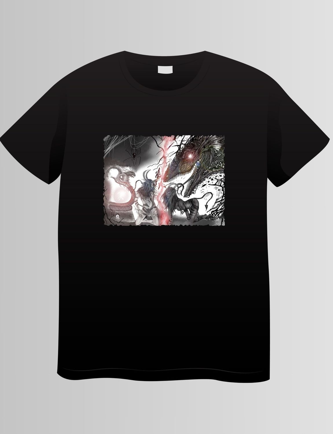 T-Shirt exklusiv Dark Sripter  "Drache und besondere Frau"
