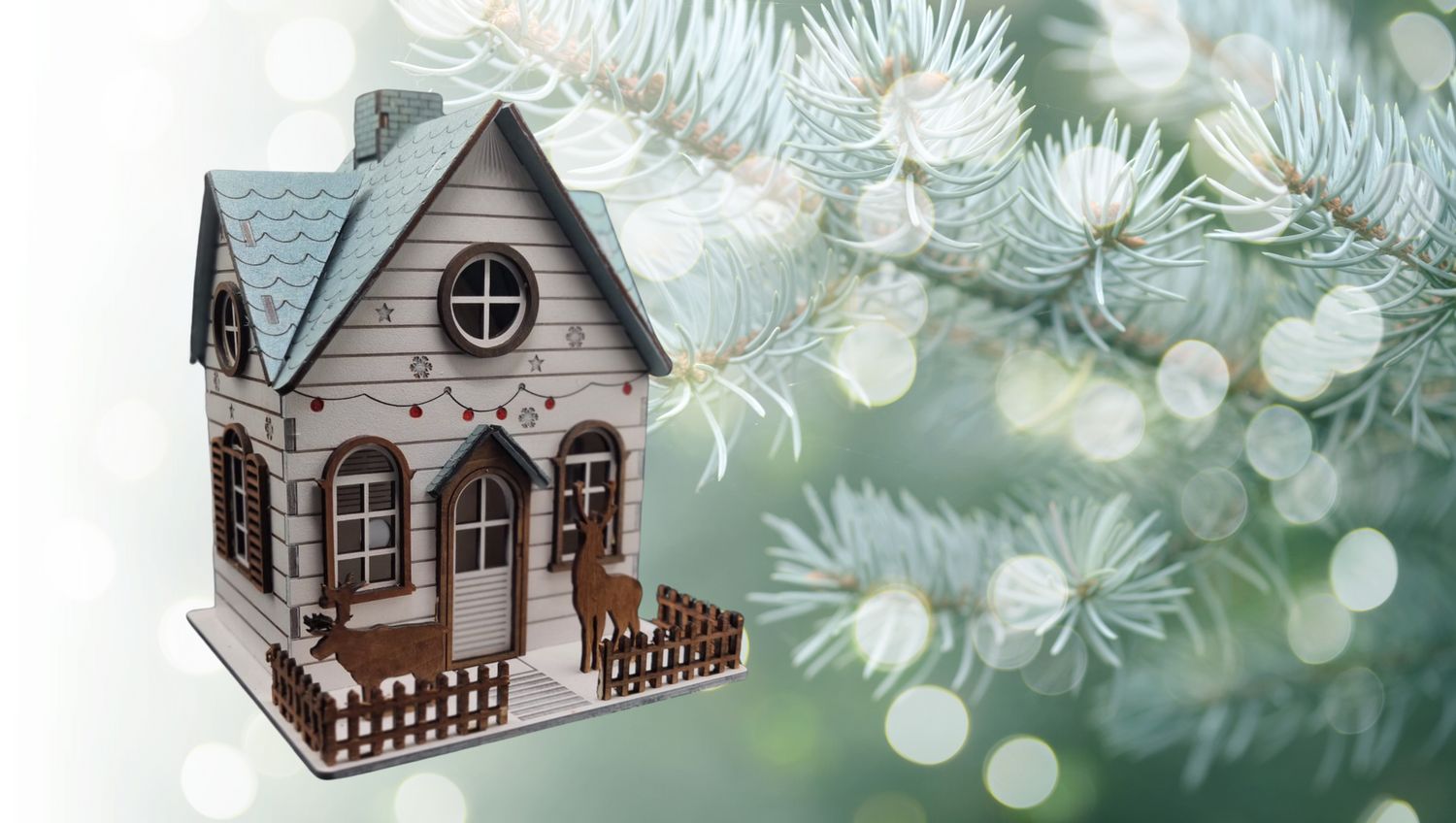 Weihnachtliches Haus für elektronische Teelichter (weiß)