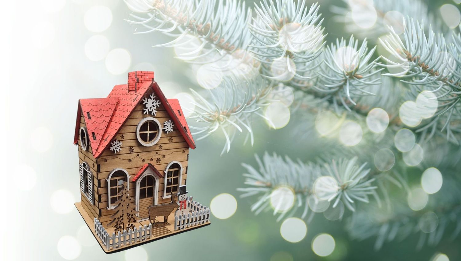 Weihnachtliches Haus für elektronische Teelichter (braun)