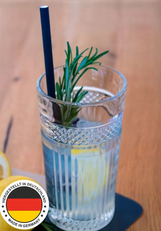 Papierstrohhalme schwarz 8 mm x 200 mm Extra stabil. Plastikfrei. Made in Germany • Hitzebeständig bis 70°C