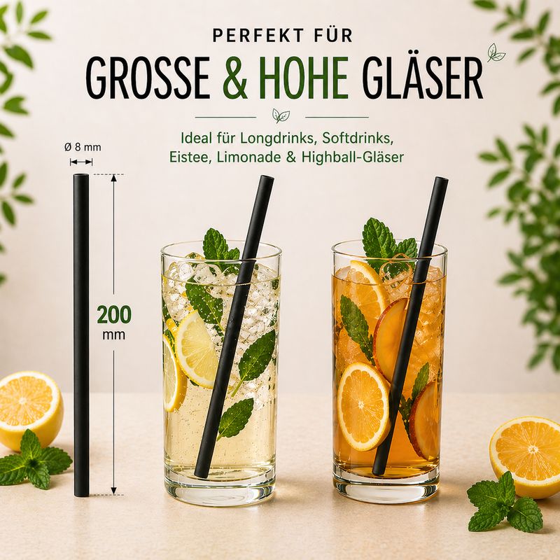 Papierstrohhalme 200 mm Extra stabil. ⭐⭐⭐⭐⭐ 4,5★aus über 50 Bewertungen -  Inkl.Versand