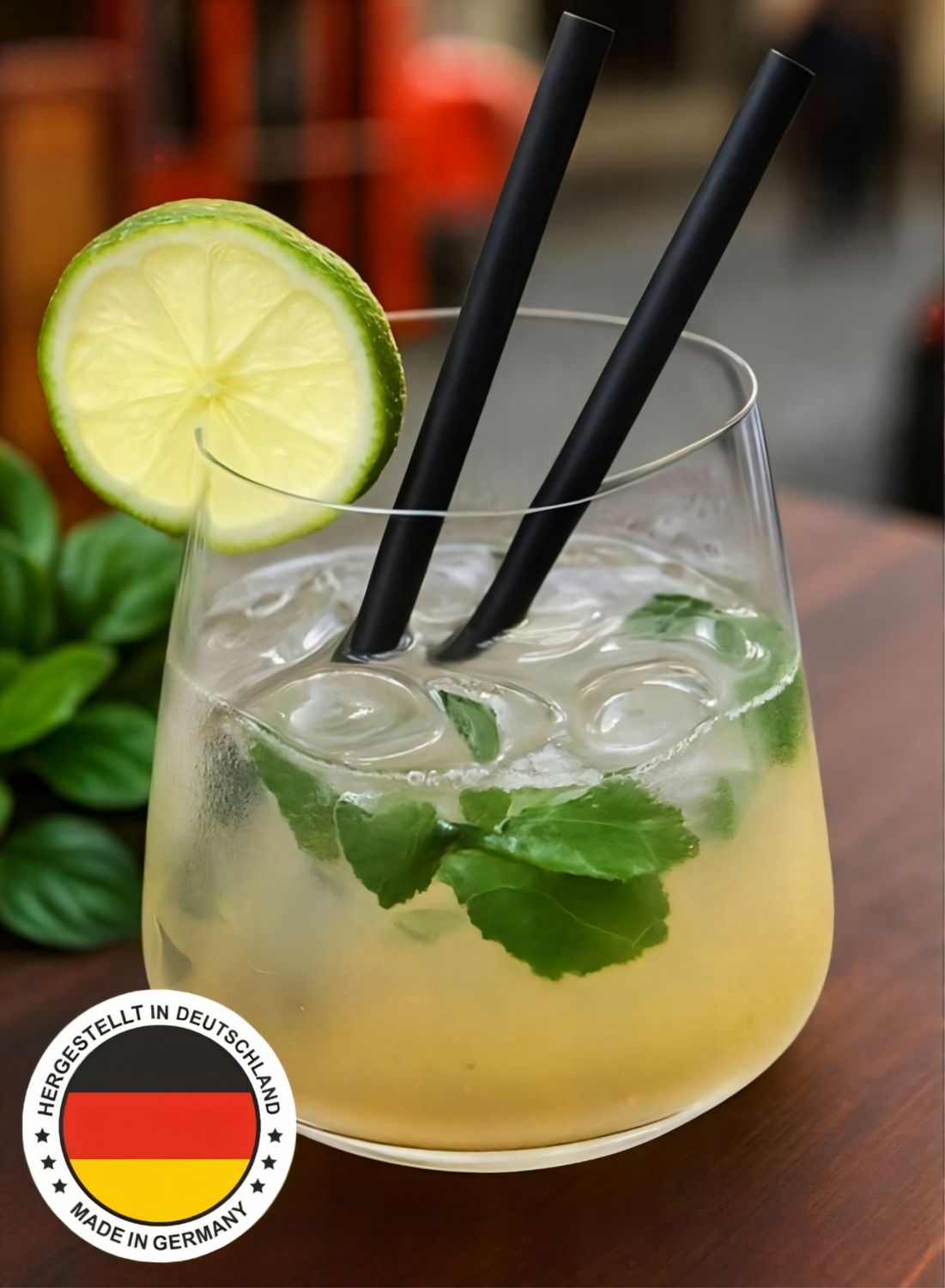 Papierstrohhalme schwarz 8 mm x 145 mm Extra stabil. Plastikfrei. Made in Germany • Hitzebeständig bis 70°C