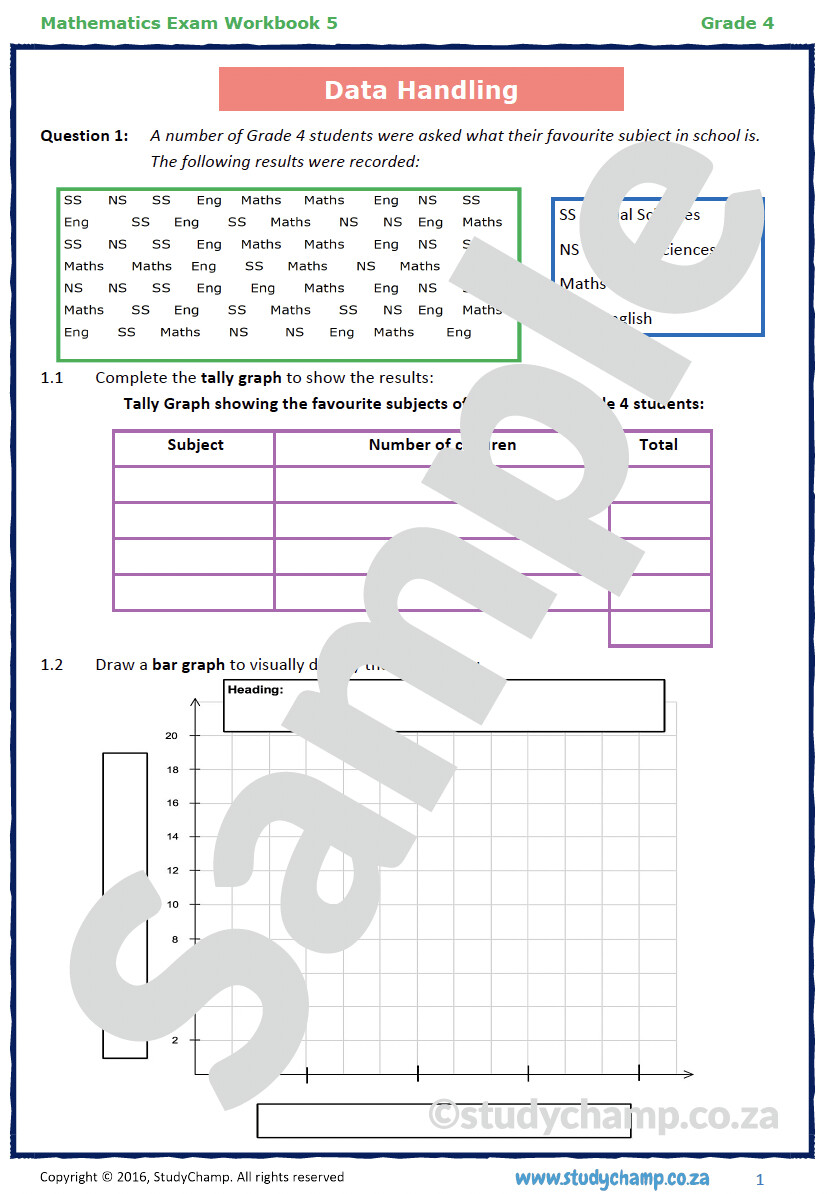 Grade 4 Maths Yearend Exam workbook 5 Data Handling and Probability