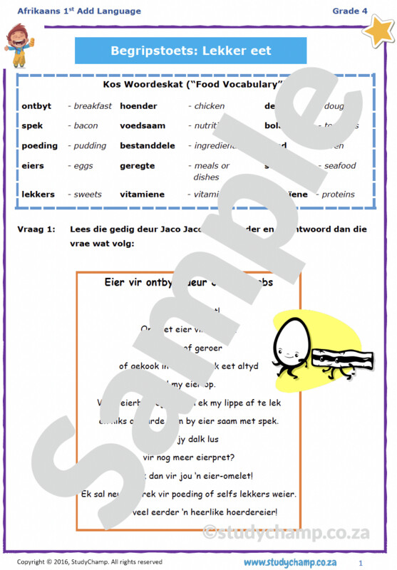 Grade 4 Afrikaans Begrip: Lekker eet