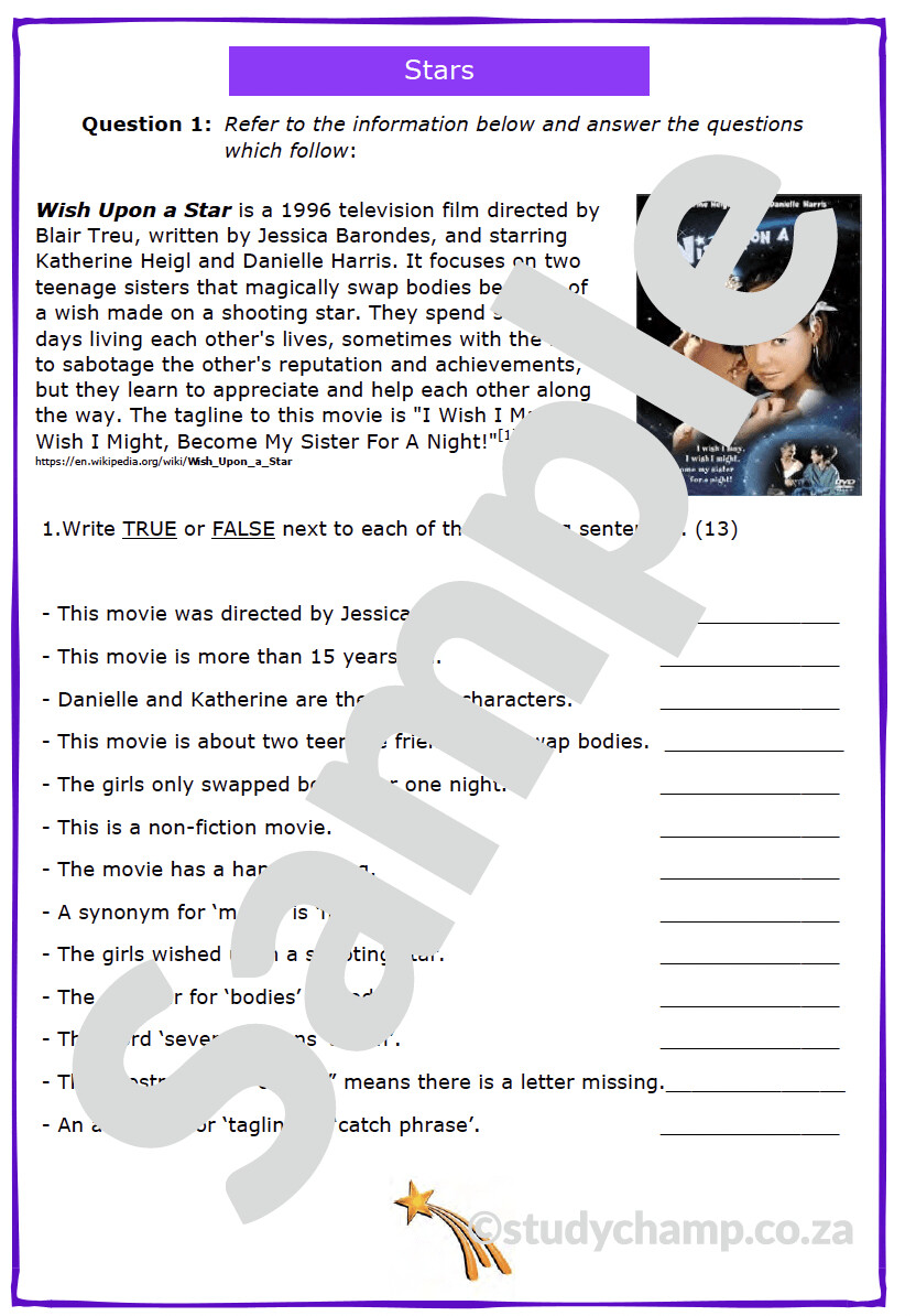 Grade 4 English Read-and-Understand workbook: Stars