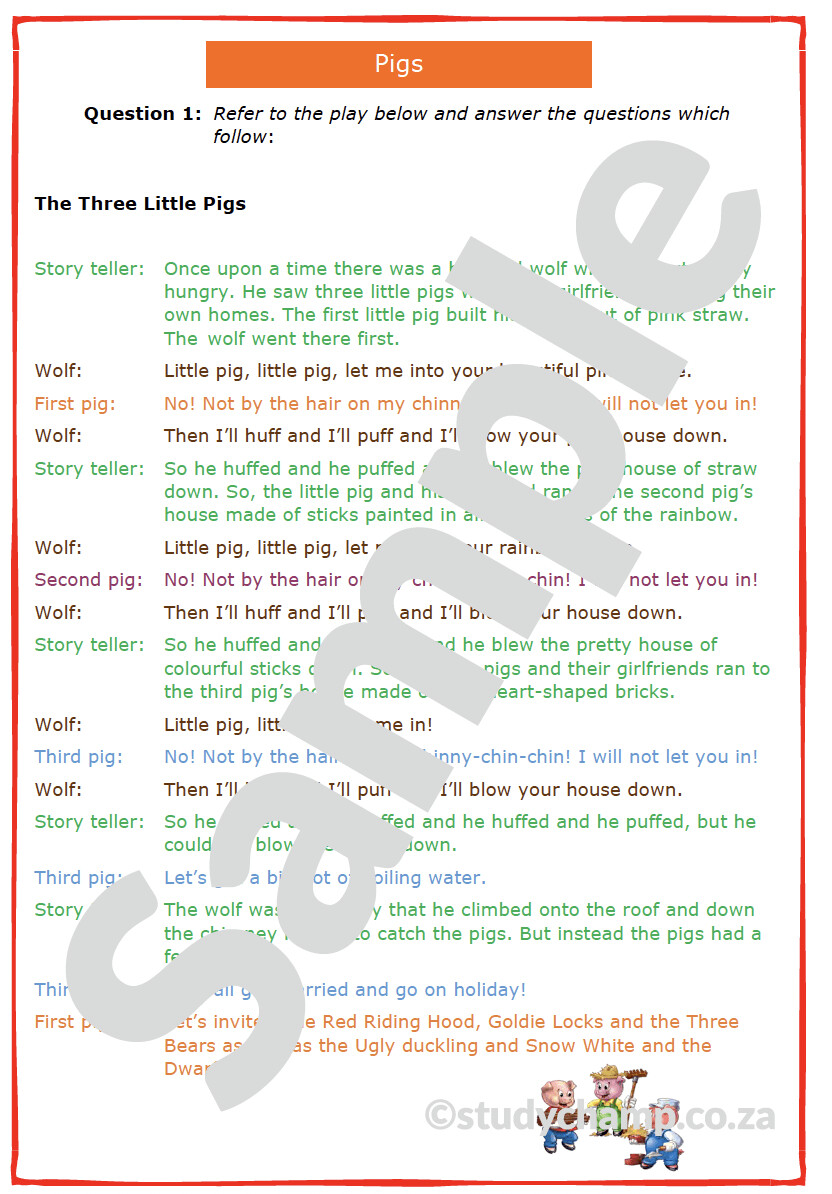 Grade 4 English Read-and-Understand workbook: Pigs