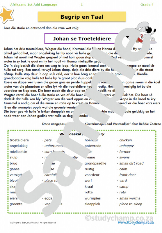 Grade 4 Afrikaans Begrip en Taalwerkboek: Diere