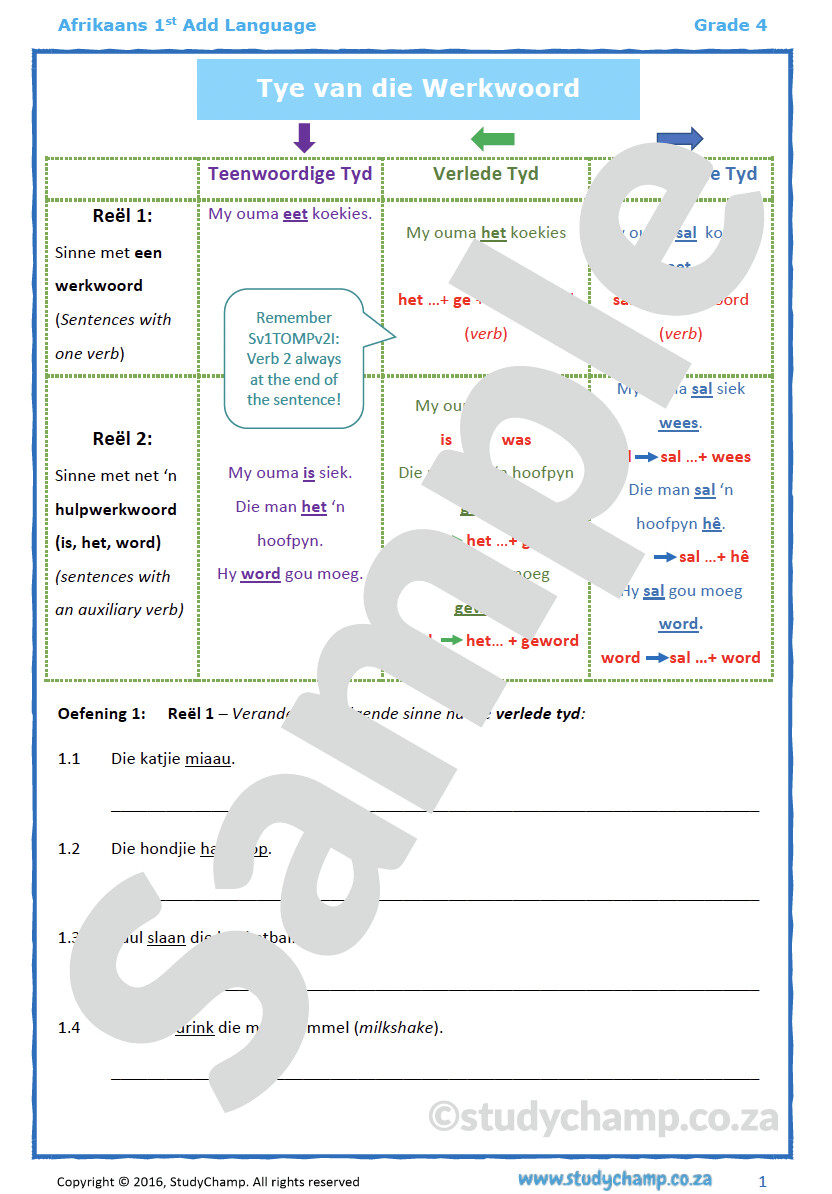 Grade 6 Afrikaans Tye Van Die Werkwoord vrogue.co
