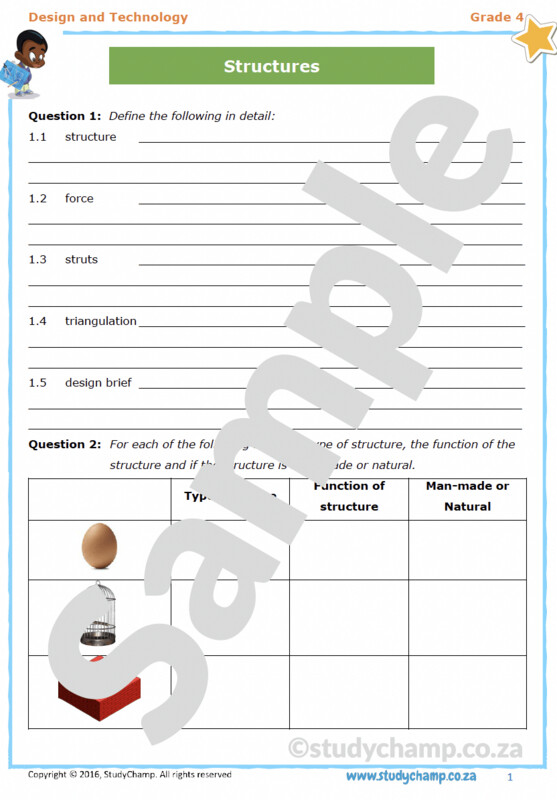 Grade 4 Technology Test: Structures and Design Process