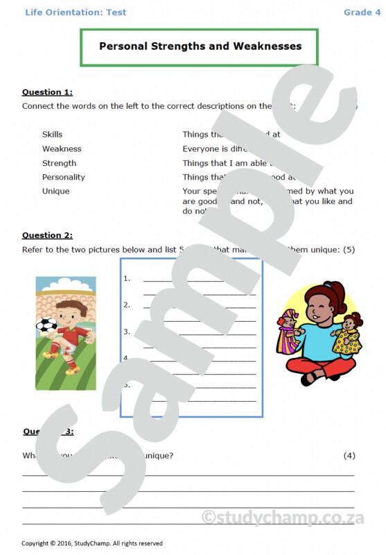 Grade 4 Life Orientation Test: Strengths, Weaknesses and Emotions