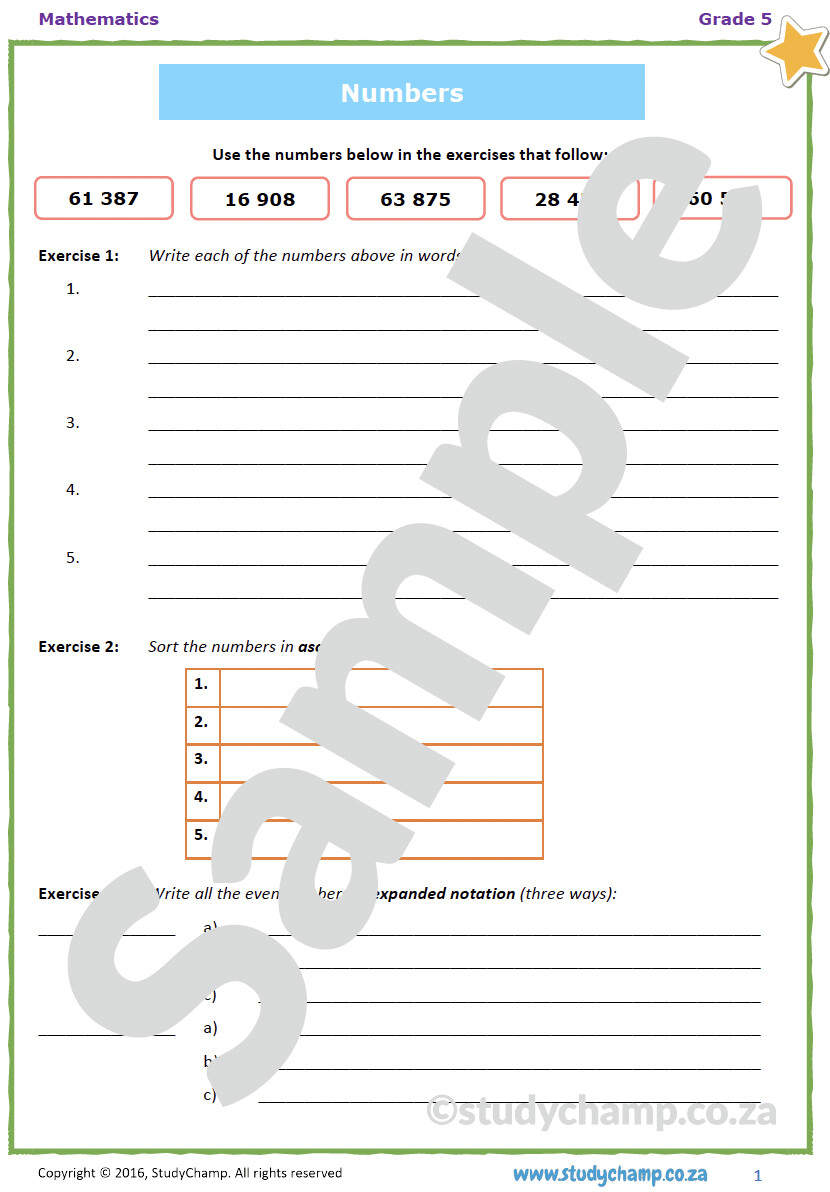 Grade 5 Mathematics Workbook: Easter Holiday Revision