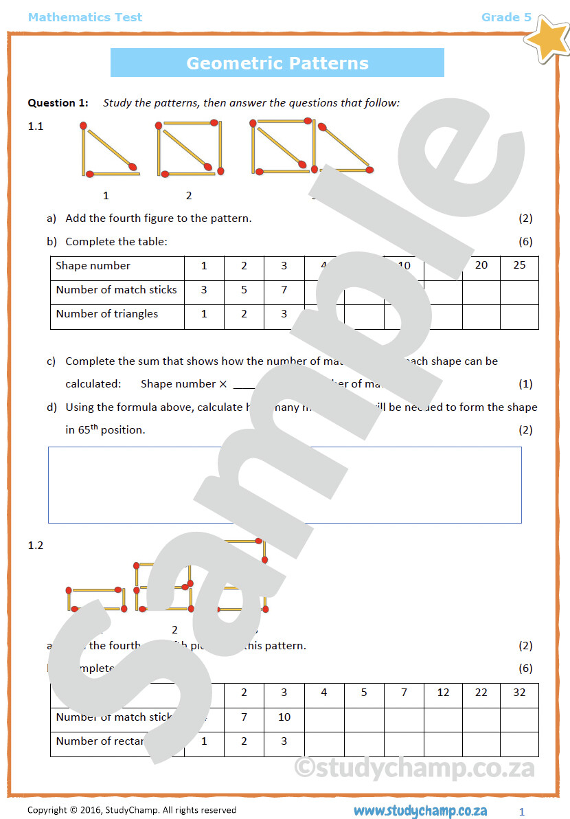 Grade 5 Mathematics Test: Mixed Concepts 3