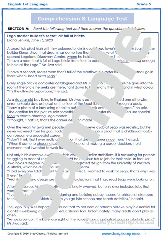 Grade 5 English Comprehension: LEGO