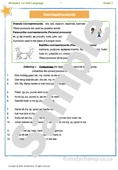 Grade 5 Afrikaans: Voornaamwoorde