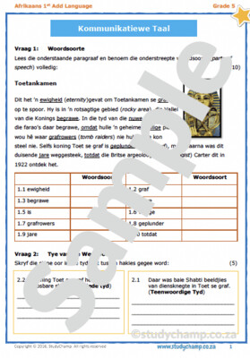 Grade 5 Afrikaans Year-end Exam: Practice Paper