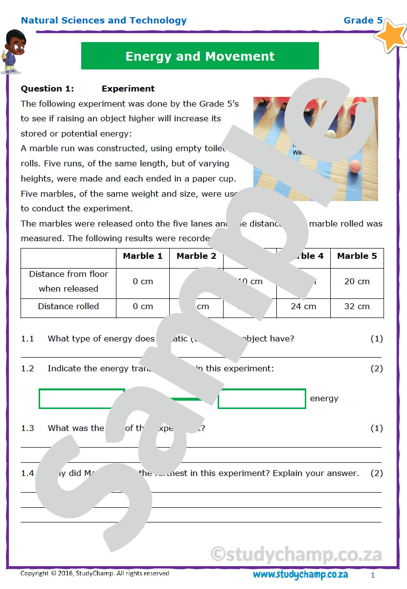 Grade 5 Technology Test: Energy and Movement