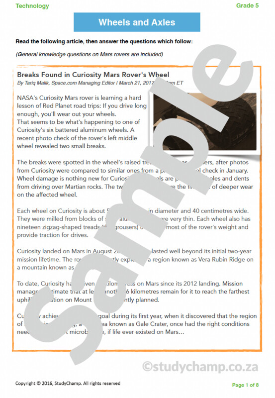 Grade 5 Technology Test: Wheels and Rovers