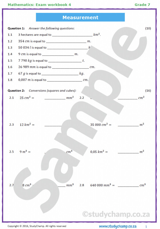 Grade 7 Mathematics Year-end Exam Revision: Workbook 4