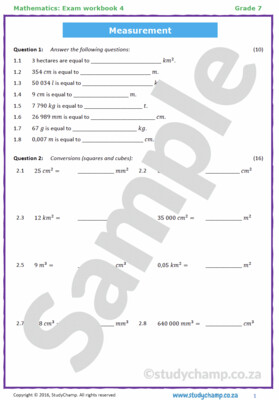 Grade 7 Mathematics Year-end Exam Revision: Workbook 4