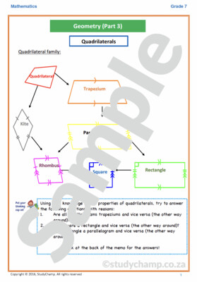 Grade 7 Mathematics Workbook: Geometry - Quadrilaterals