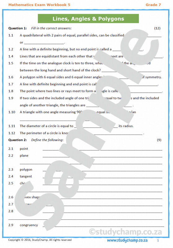 Grade 7 Mathematics Year-end Exam Revision: Workbook 5