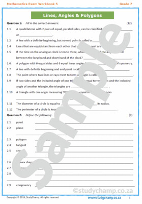 Grade 7 Mathematics Year-end Exam Revision: Workbook 5