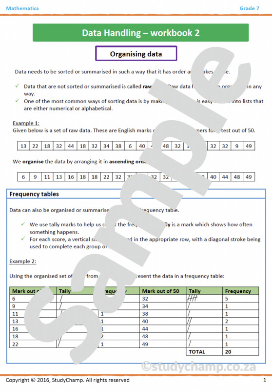 Grade 7 Mathematics Workbook: Data Handling 1