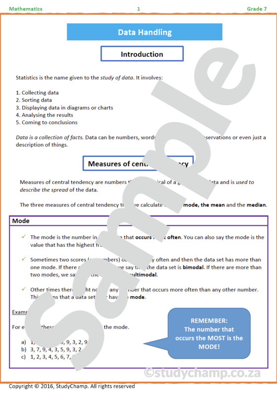 Grade 7 Mathematics Workbook: Data Handling 2