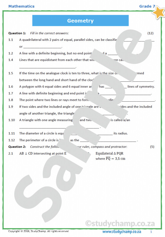 Grade 7 Mathematics Test: Geometry