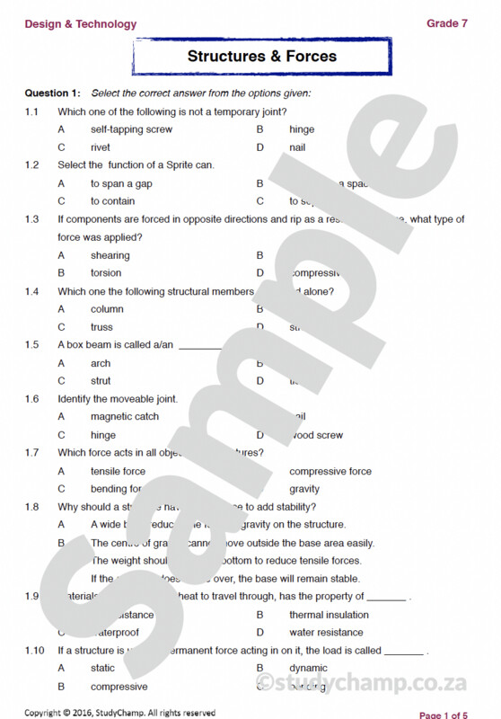 Grade 7 Technology Test: Structures and Forces