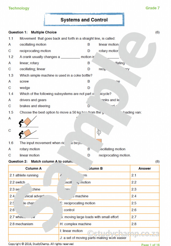 Grade 7 Technology Test: Systems and Control