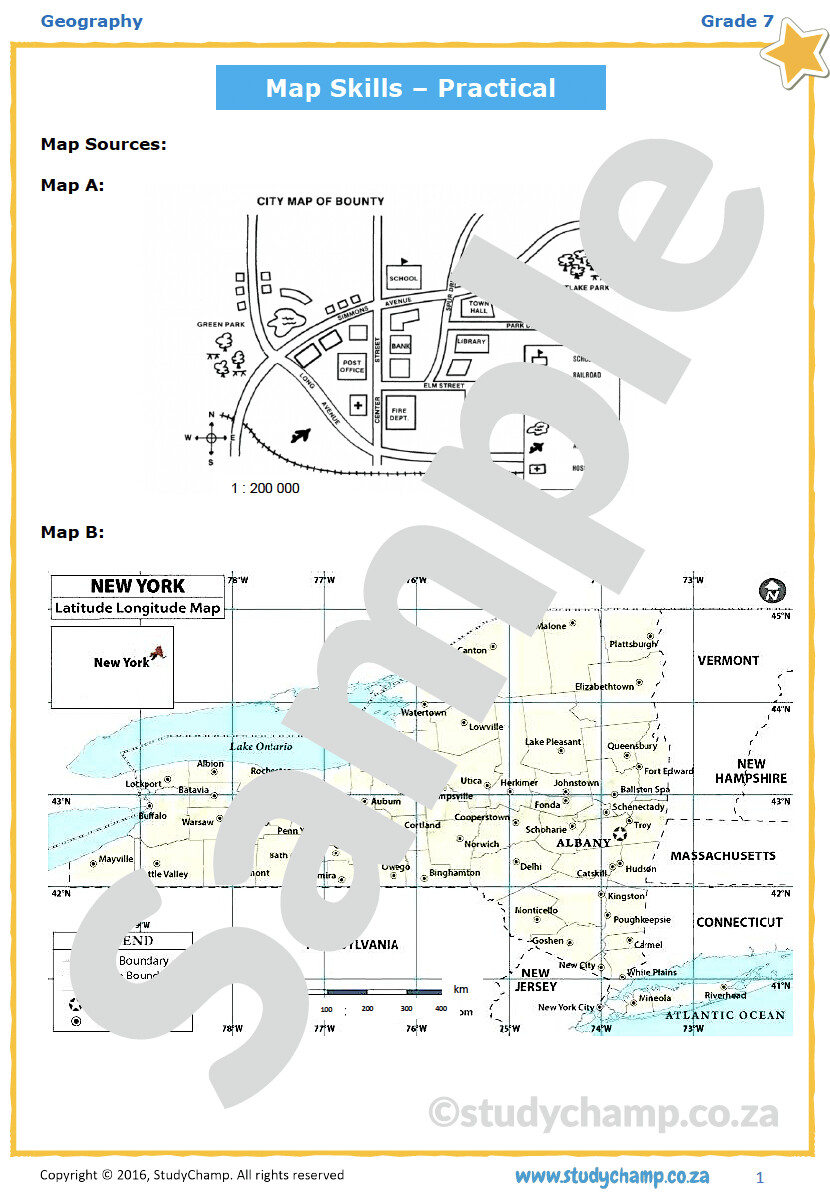Grade 7 Geography Midyear Exam Revision Map Skills