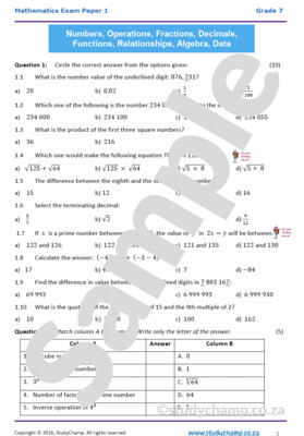 Grade 7 Year-end Exam Bundle