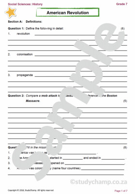 Grade 7 History Test: American Revolution