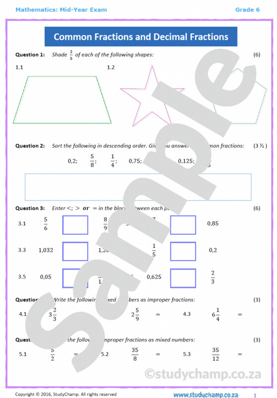 Grade 6 Maths Mid-year Exam Revision: Workbook 2
