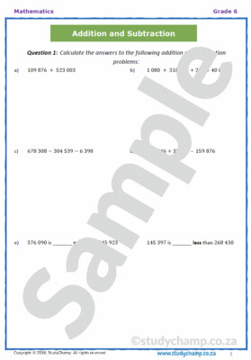 Grade 6 Maths Workbook: Operations