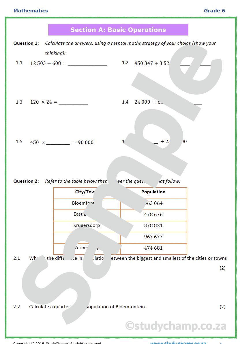Grade 6 Maths Workbook: Mixed Practice