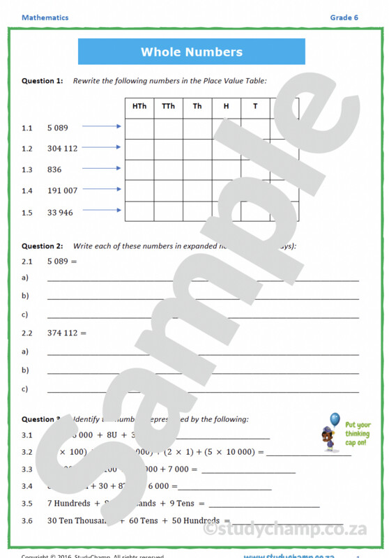 Grade 6 Maths Workbook: Whole Numbers