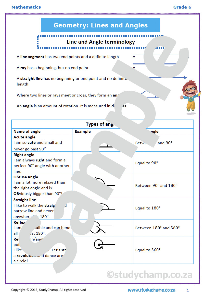 Grade 6 Maths Workbook: Geometry - Lines and Angles
